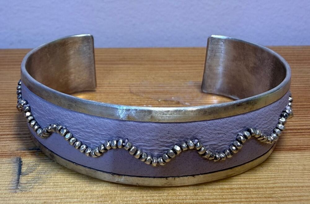 Chan Luu 925 Sterling Silver Purple Leather Cuff Bracelet 19.15g